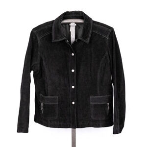 Black Suede Leather Jacket Chico's Size 3 Women's XL Classic Western Biker Boho